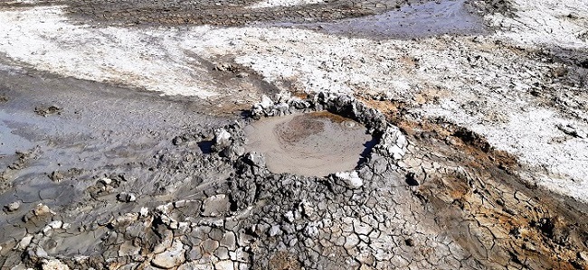 Active mud volcanoes of Takhti-Tefa, Georgia
